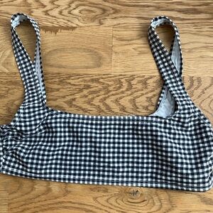 Good American Gingham Square Neck Bikini Top